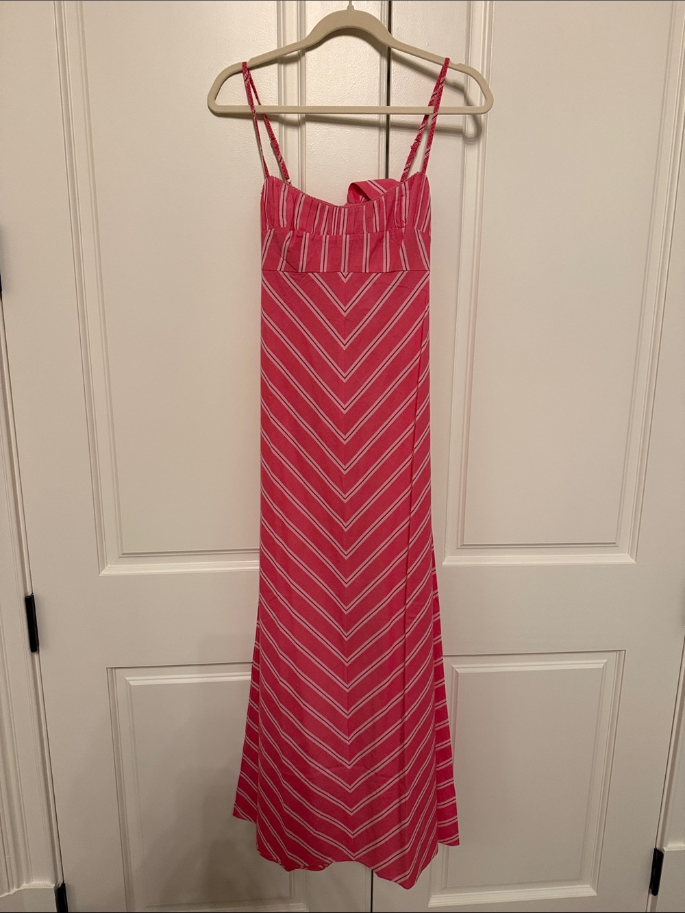 SAYLOR Hot Pink Chevron Maxi Dress with White Stripes
